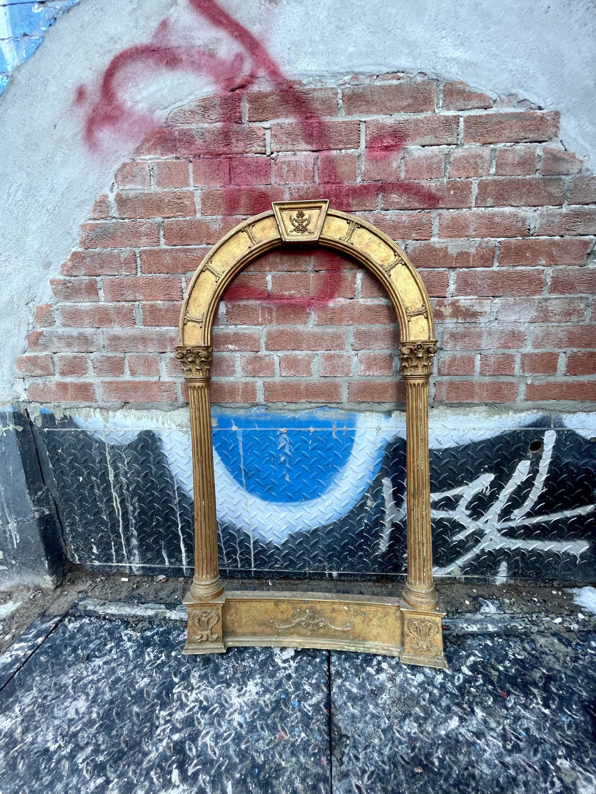 Abandoned frame on a street in New York City.