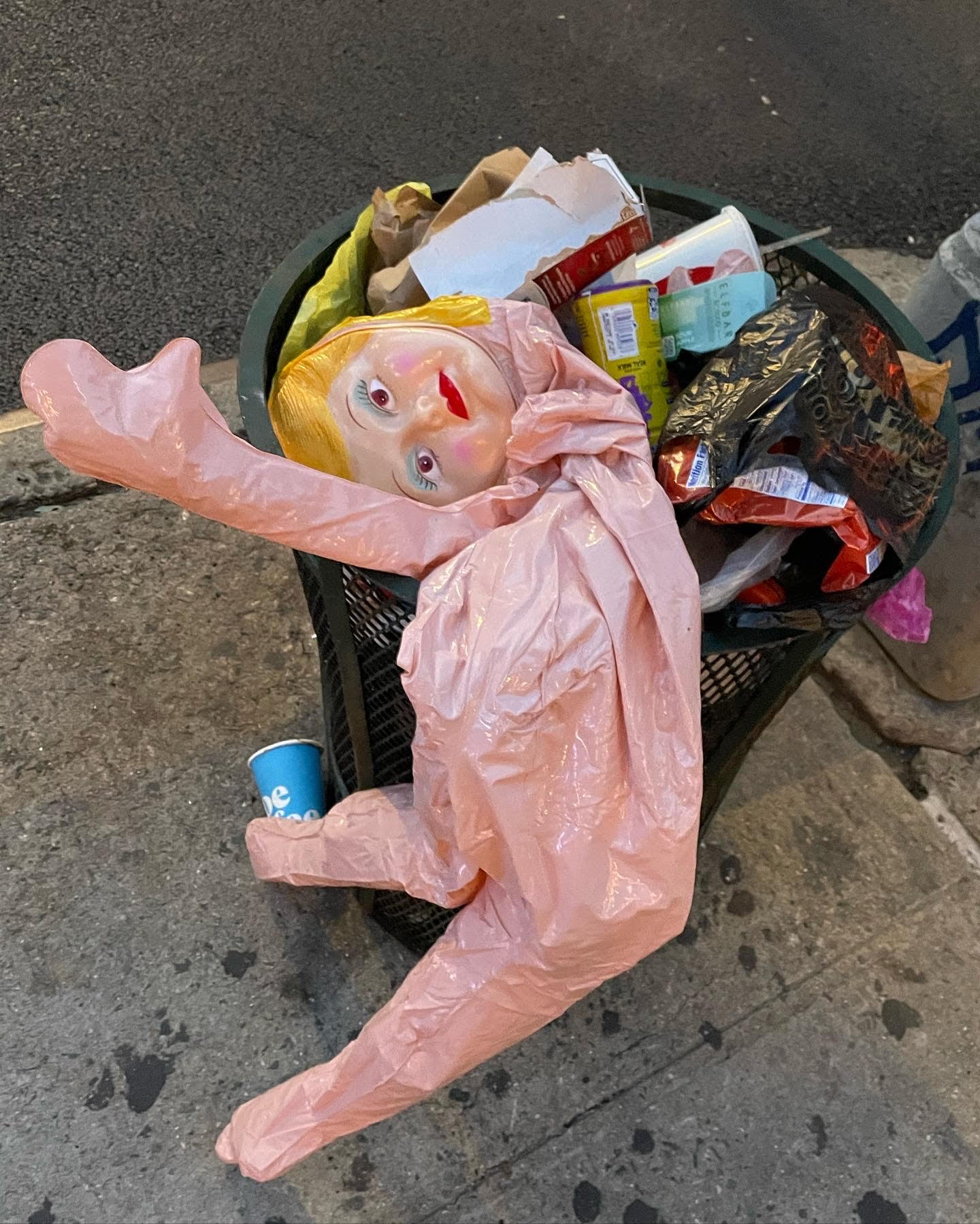 Blow up doll in Hell's Kitchen, New York City.