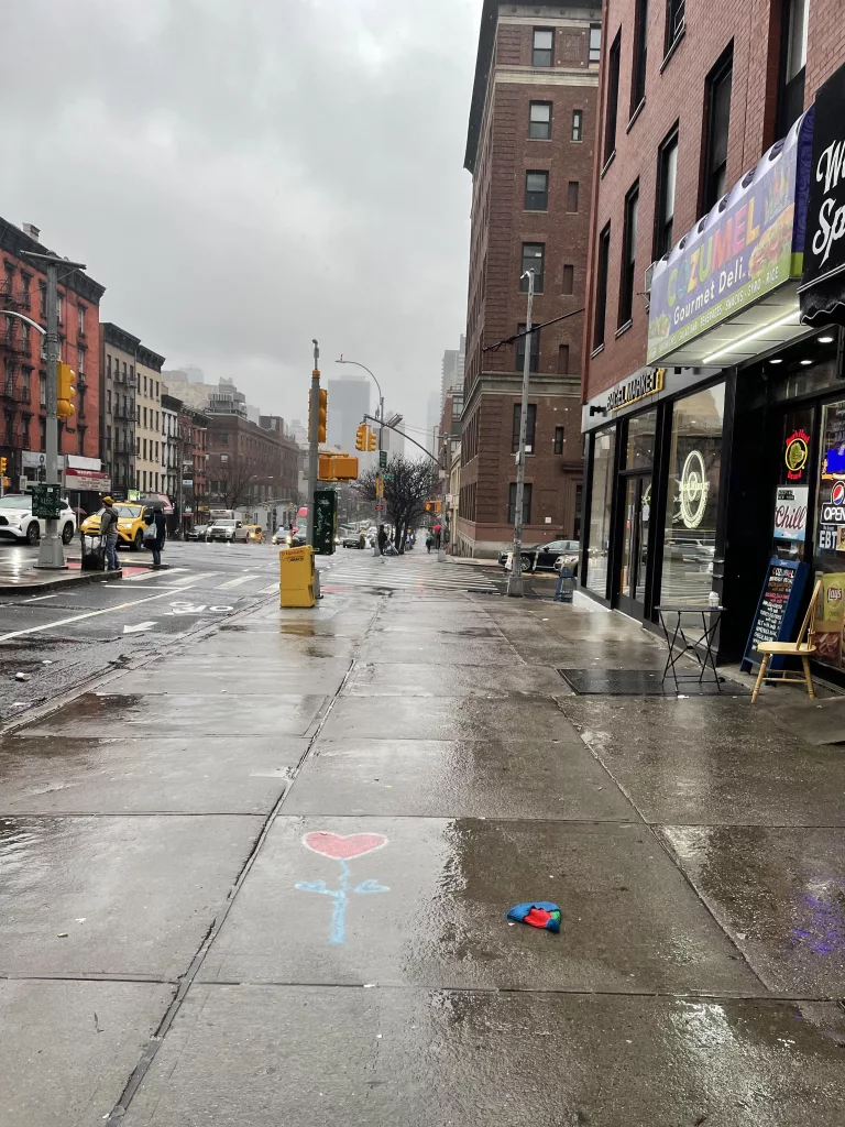 Rainy Manhattan sidewalk, Hells Kitchen.
